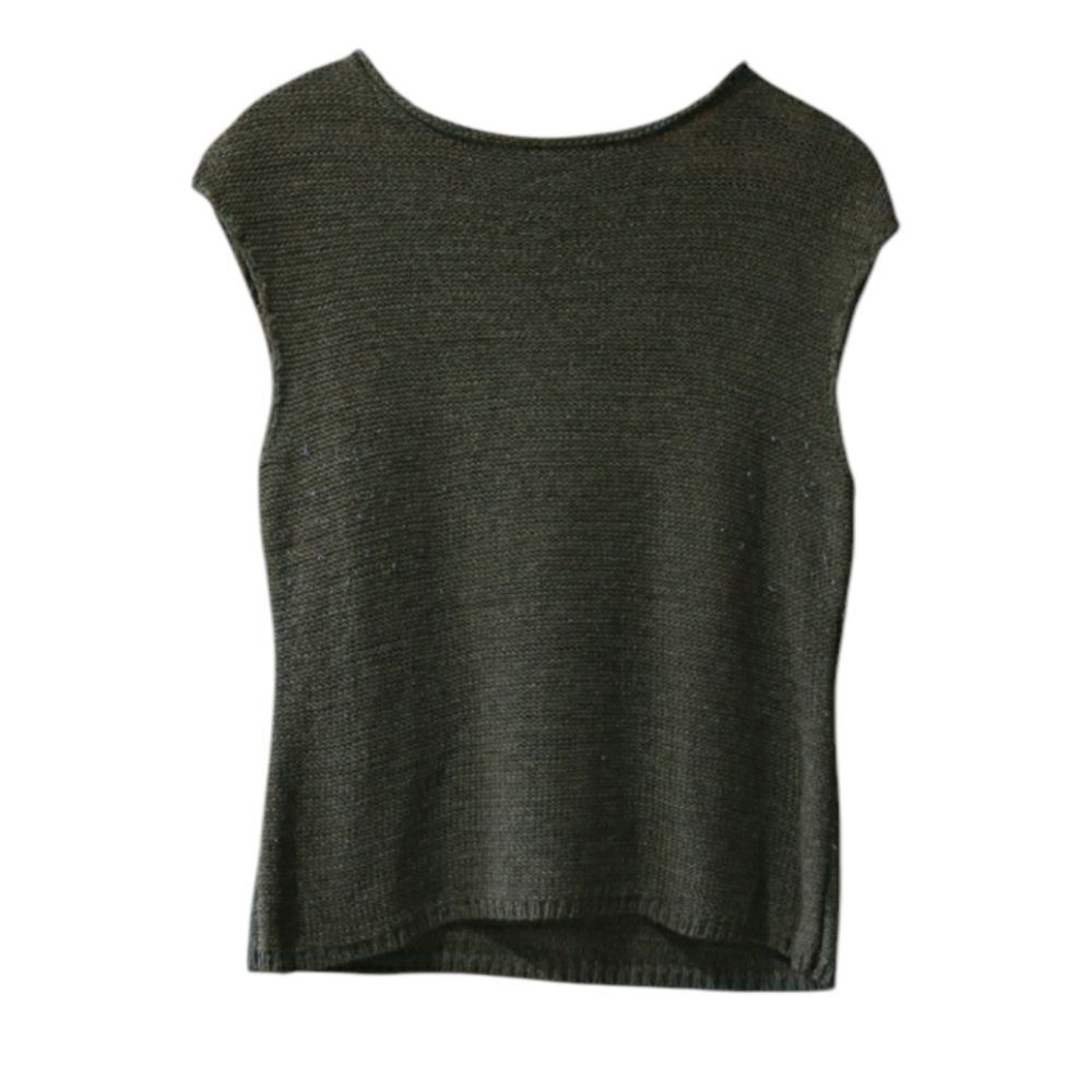 Josephine Chaus Green Blouse Knit Sleeveless Medium
